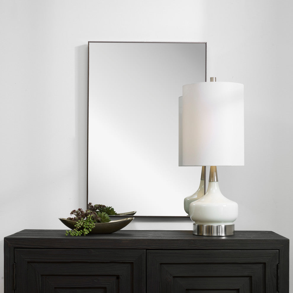 31" Industrial Black Rectangle Mirror
