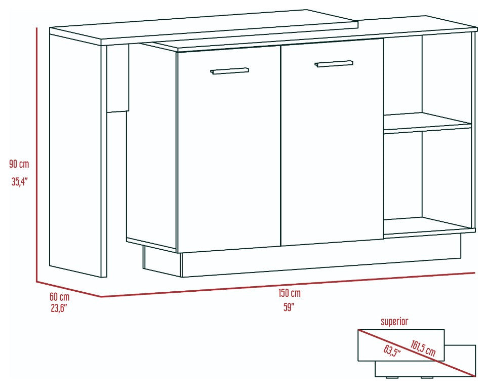 Kitchen Island Ohio, Kitchen, Black / Light Oak