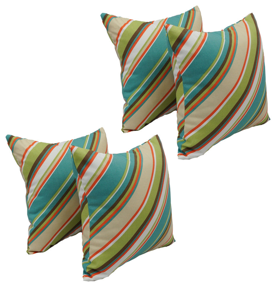 17" Square Polyester Outdoor Throw Pillows, Set of 4, Browning Opal