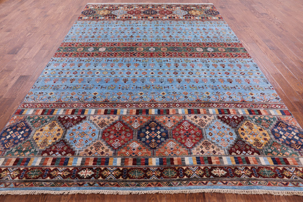 8' 2" X 11' 6" Hand Knotted Tribal Persian Gabbeh Wool Rug Q7574