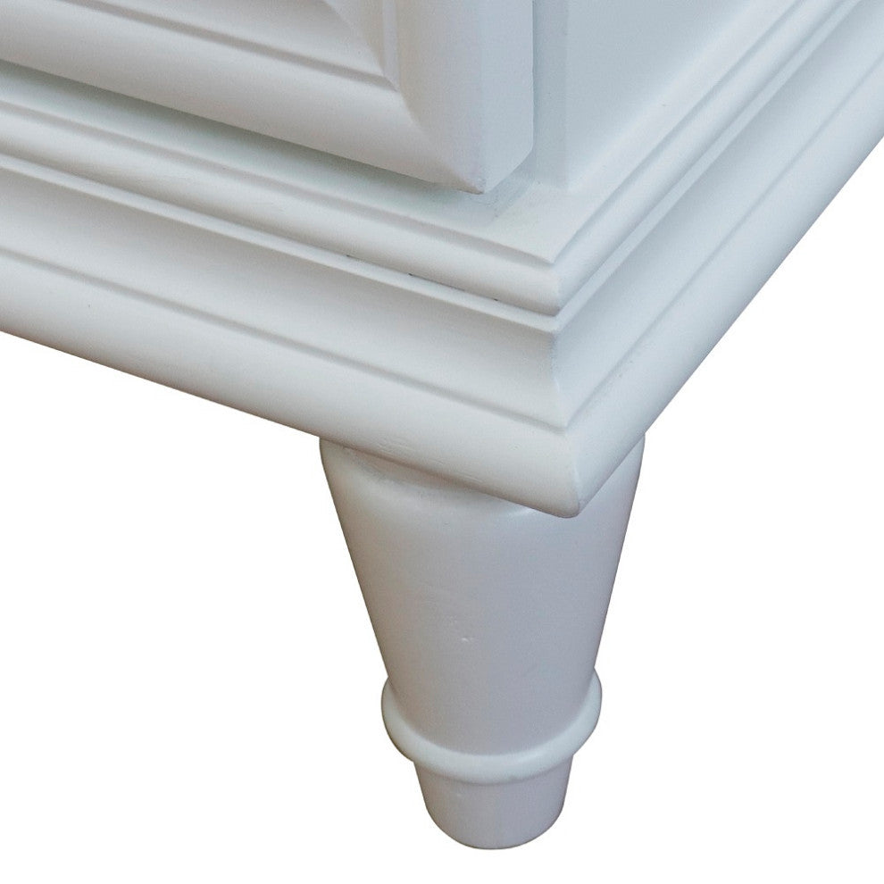 25" Single Vanity, White Finish With White Engineered Stone Top And Round Sink