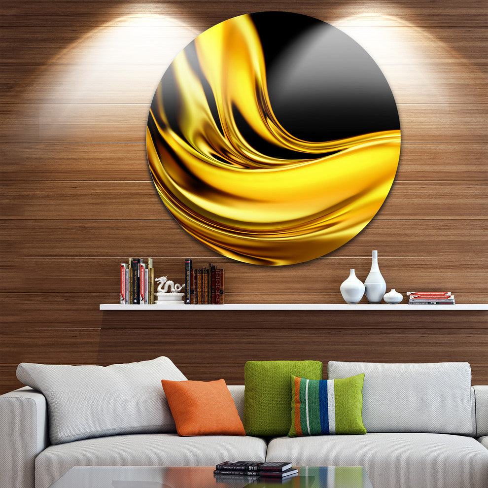 Yellow Gold Texture Pattern, Abstract Digital Art Round Wall Art, 23"
