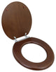 Solid Wood Dark Oak Toilet Round Seat with Chrome Hinge