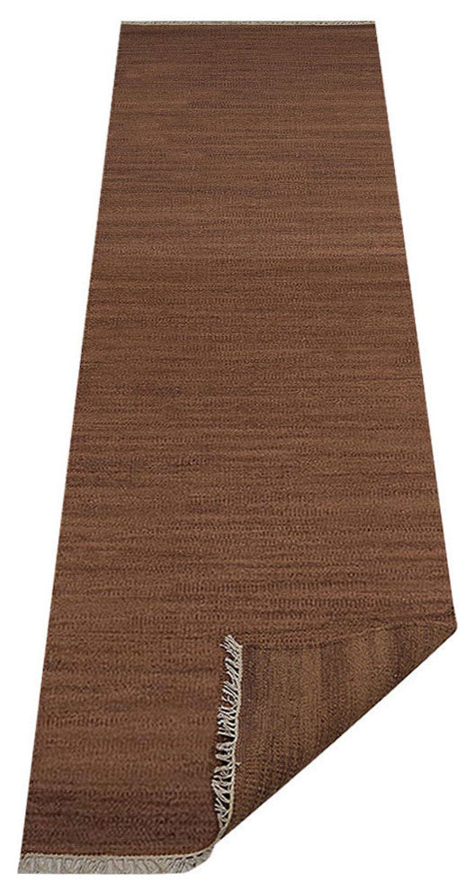 HAND WOVEN FLAT WEAVE KILIM WOOL ECO-FRIENDLY AREA RUGS-Solid,Light Brown