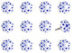 Knob-It Vintage Handpainted Ceramic Knobs, Set of 12, White/Black/Sky Blue