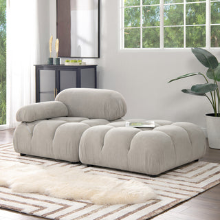 Marcel 72.5" Post-Modern Modular Loveseat, Pebble Gray Corduroy