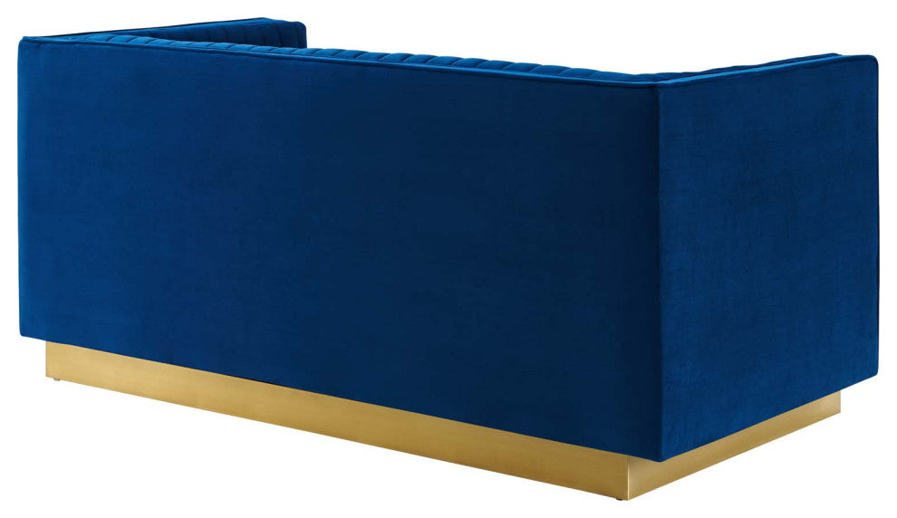 Sanguine Vertical Channel Tufted Performance Velvet Loveseat EEI-4530-NAV