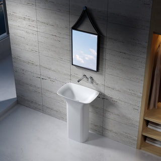 23" Polystone Free-Standing Bathroom Sink, Glossy White, No Faucet
