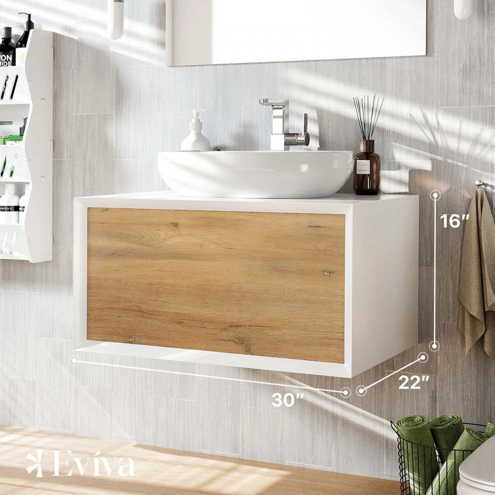 Eviva Santa Monica 30" White Oak Wall Mount Vanity
