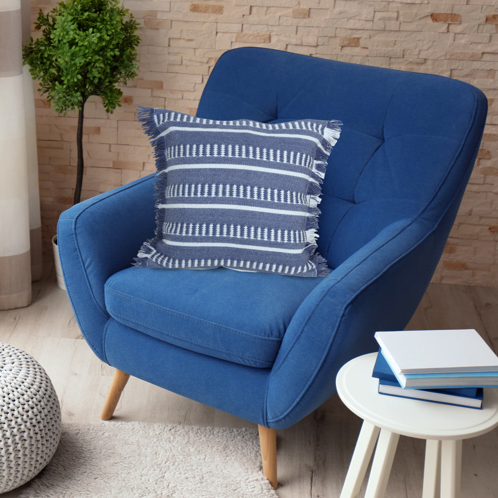 Dash Geometric Indoor Outdoor Throw Pillow, Navy Blue