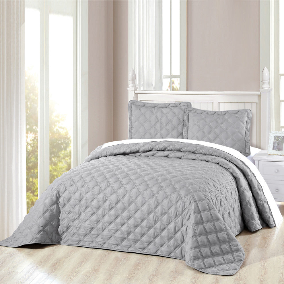 Charleston Down Alternative Bed Spread Set, Ash Gray, Twin