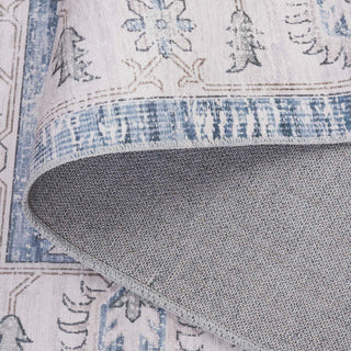 Safavieh Arizona Machine-Washable Collection ARZ216 Rug, Grey/Blue, 6' Round