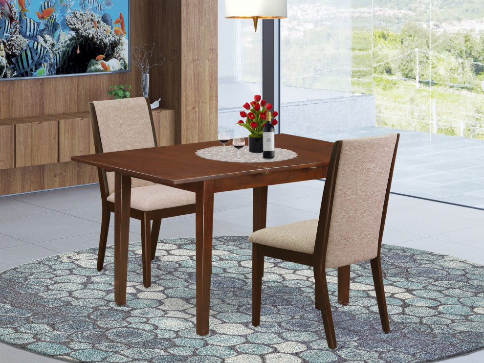 3Pc Kitchen Set, Butterfly Leaf Living Table, 2 Chairs, Mahogany