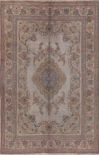 Consigned, Traditional Handmade Vintage Oriental Persian Faded Rug, Gray, 6x10