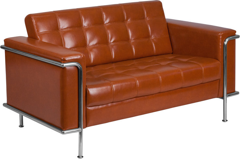 Cognac Leather Loveseat