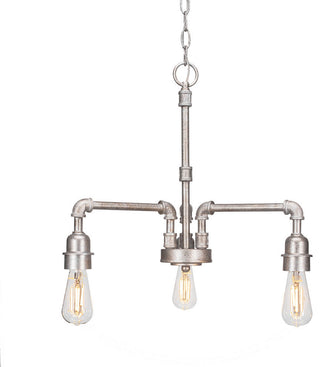 Vintage 3-Light Chandelier, Aged Silver