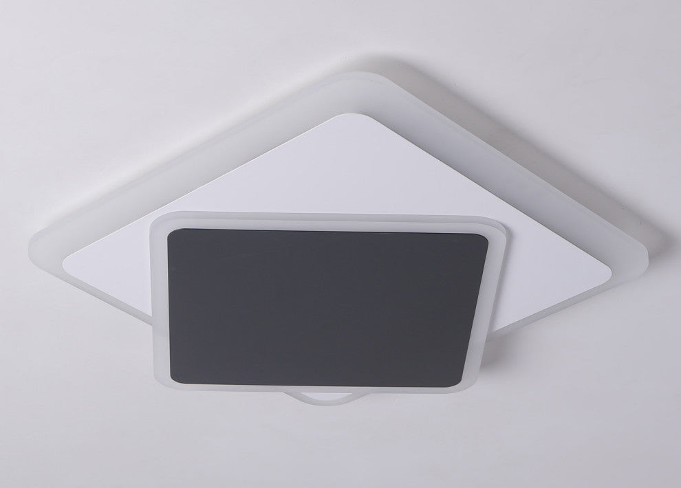 2-Light LED Flush Mount Light Unique Statement Square Ceiling Light, Black/White