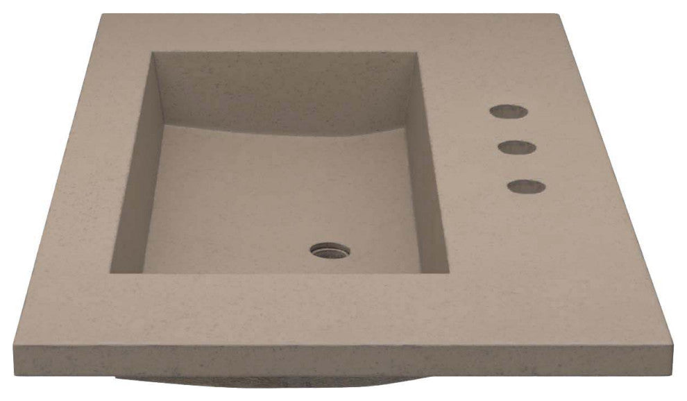 36" Capistrano Vanity Top with Integral Sink, Earth, 8" Widespread Faucet Holes