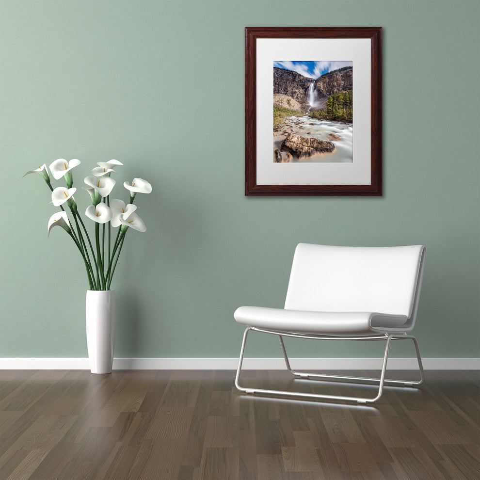Pierre Leclerc 'Takakkaw Falls' Matted Framed Art, Wood Frame, White, 14x11