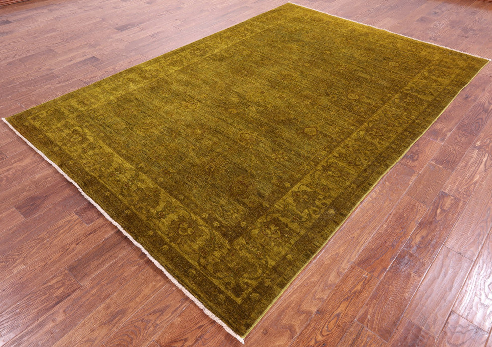 6' 7" X 9' 8" Handmade Overdyed Full Pile Wool Rug - Q12721