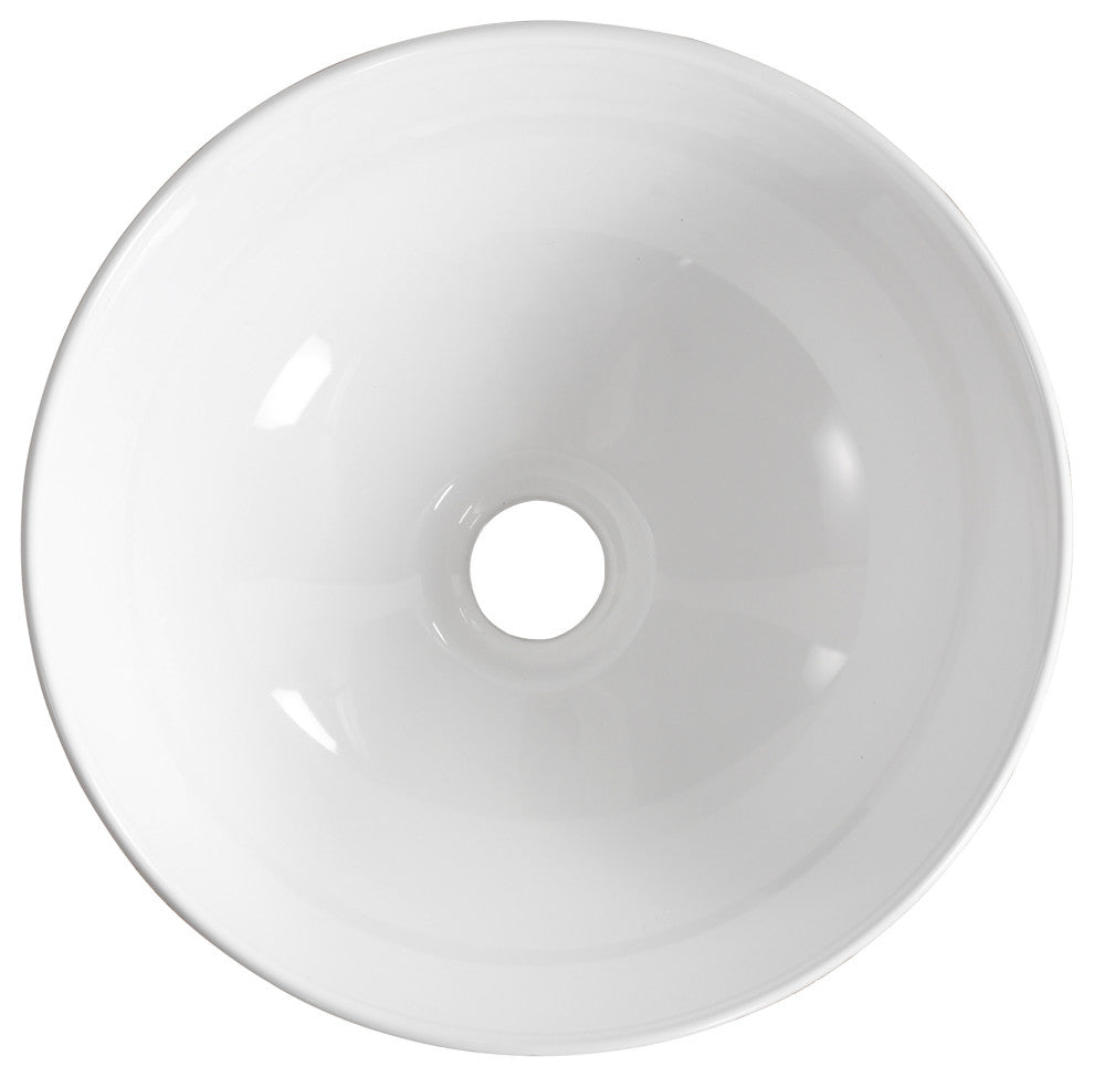 White Round Bowl Bathroom Vessel Modern Above Counter Porcelain Ceramic Sink