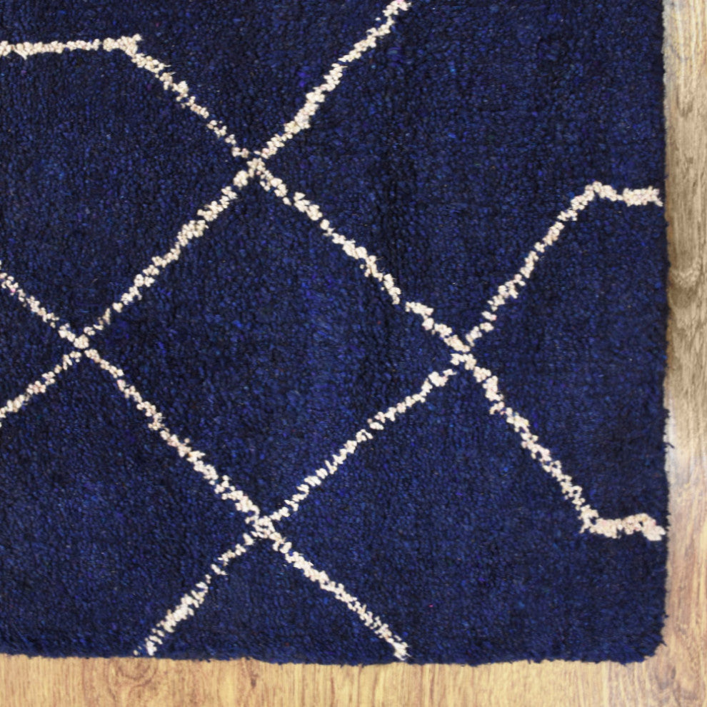 HAND KNOTTED LOOM SILK ECO-FRIENDLY RUGS-5'x8',Rectangle,Blue White,Geometric