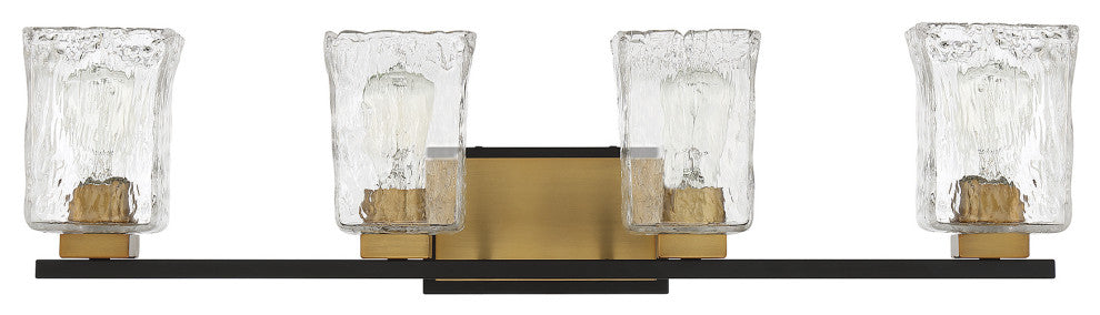 Sidney 4-Light Bathroom Vanity Light, Matte Black With Warm Brass Accents