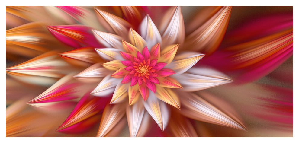 Huge Red Fractal Flower, Large Floral Canvas Art Print, 60"x28"