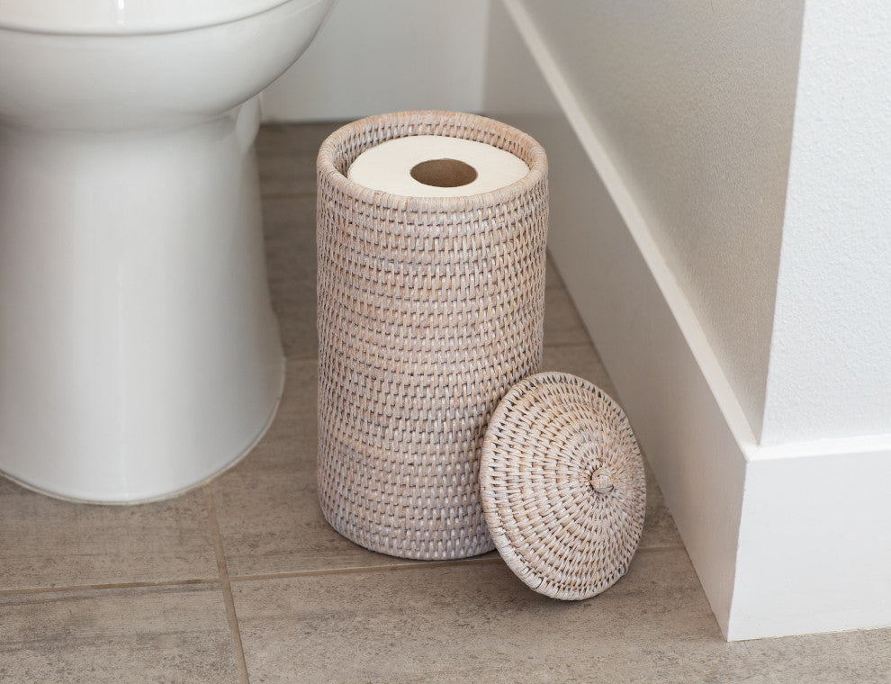 Artifacts Rattan™ Double Toilet Roll Holder, White Wash