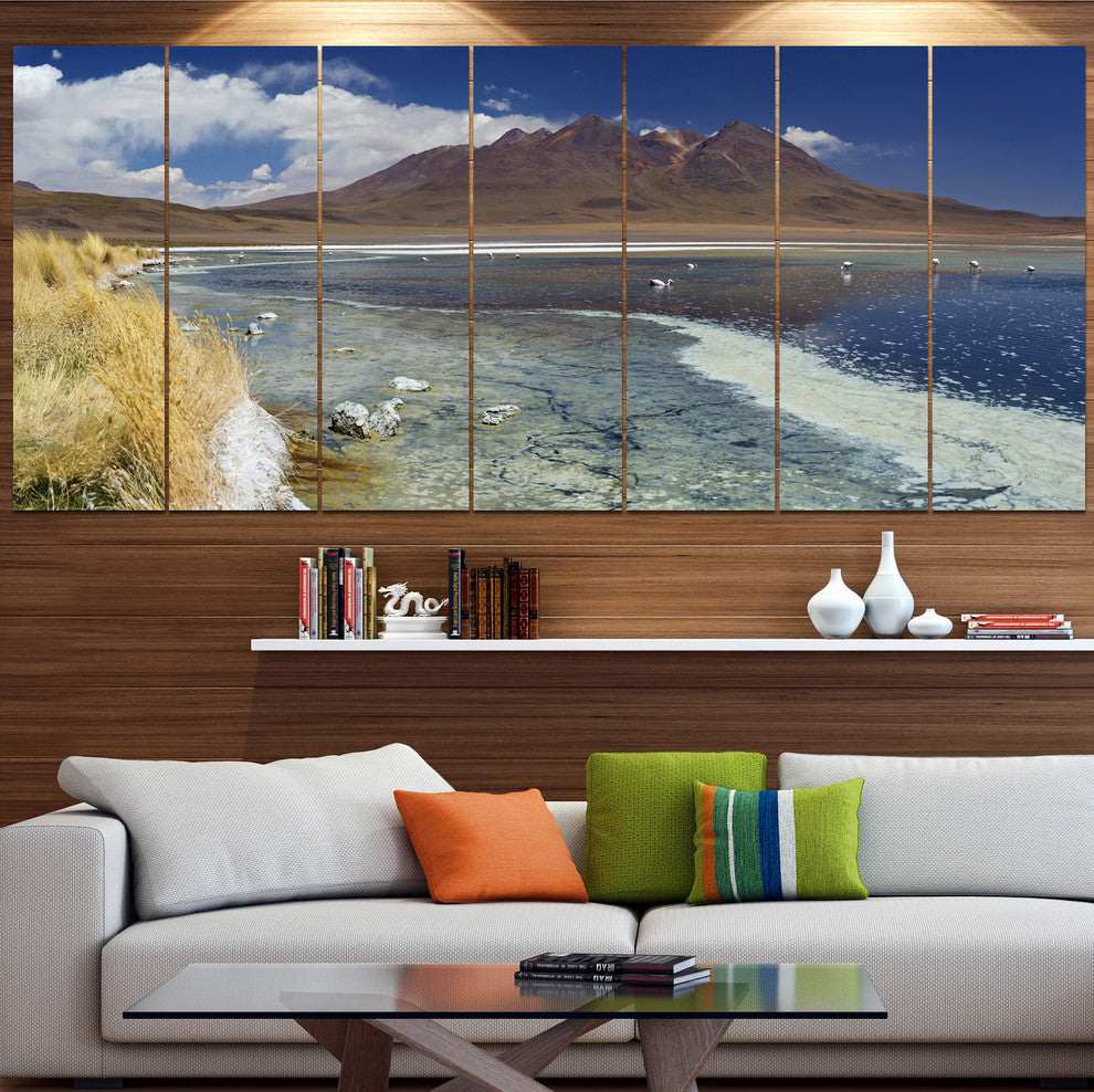 Desert Lake Laguna Canapa on Sunny Day, Seashore Canvas Art, 83"x32", 7 Panels
