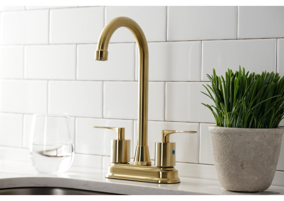 KB8497SVL Two-Handle 2-Hole Deck Mount Bar Faucet, Brushed Brass
