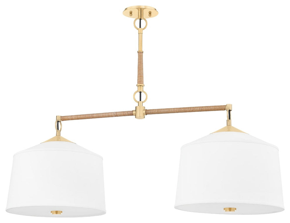 White Plains 2-Light Island Aged Brass