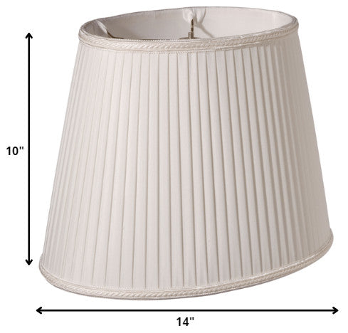 14" White Oval Side Pleat Paperback Shantung Lampshade
