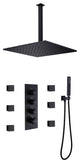 Luxury Thermostatic Shower System with 6 Body Jets & Handheld Shower, Matte Black
