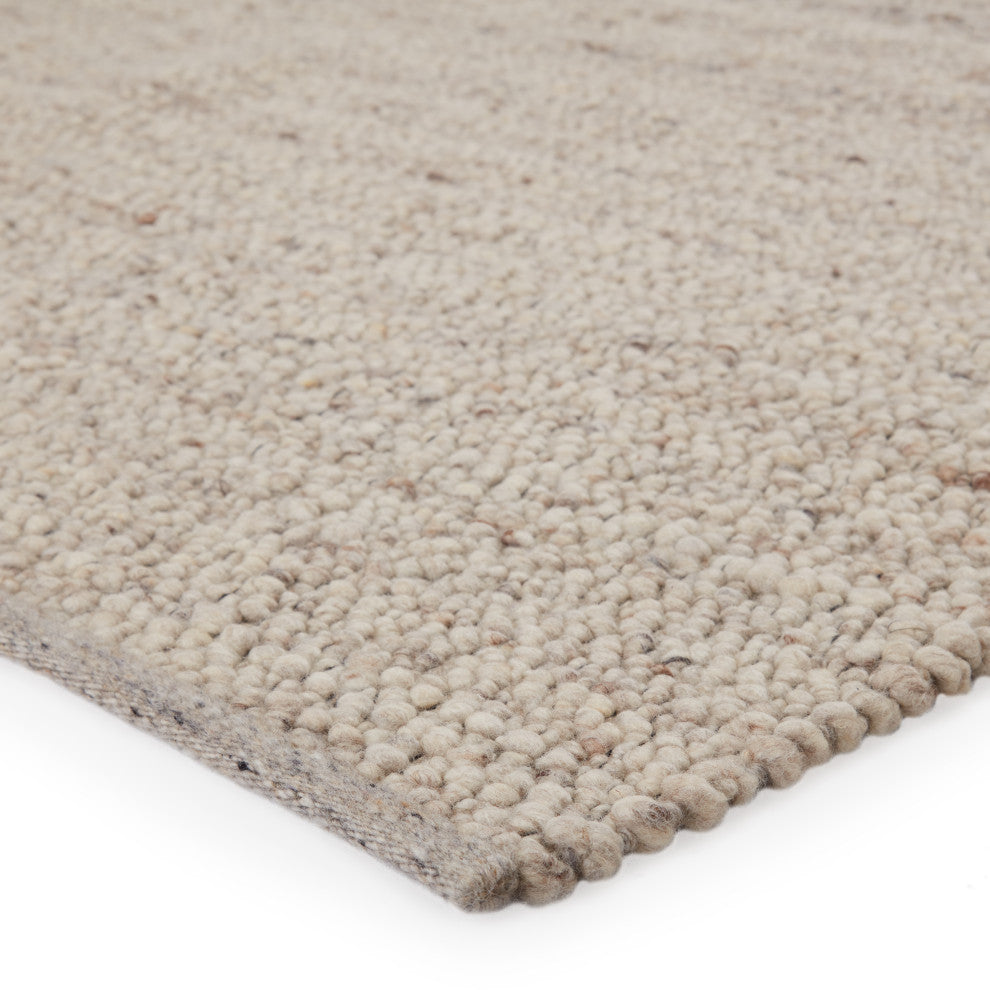 Hadren Handmade Solid Gray and Brown Area Rug, Cream and Gray, 8'x10'
