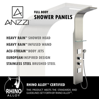 ANZZI Niagara 64 in. 2-Jetted Full Body Shower Panel in Brushed Steel