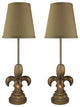 Urbanest Set of 2 Fleur de Lis Mini Buffet Lamps, Paris Gold