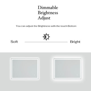 Rectangular Frameless Wall-Mount Anti-Fog LED Light Bathroom Vanity Mirror, 24x3