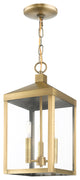 Livex Lighting Nyack 3 Light Antique Brass Outdoor Pendant Lantern