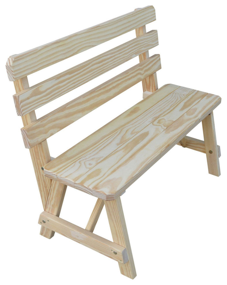 Pine Traditional Backed Bench, Unfinished, 5 Foot