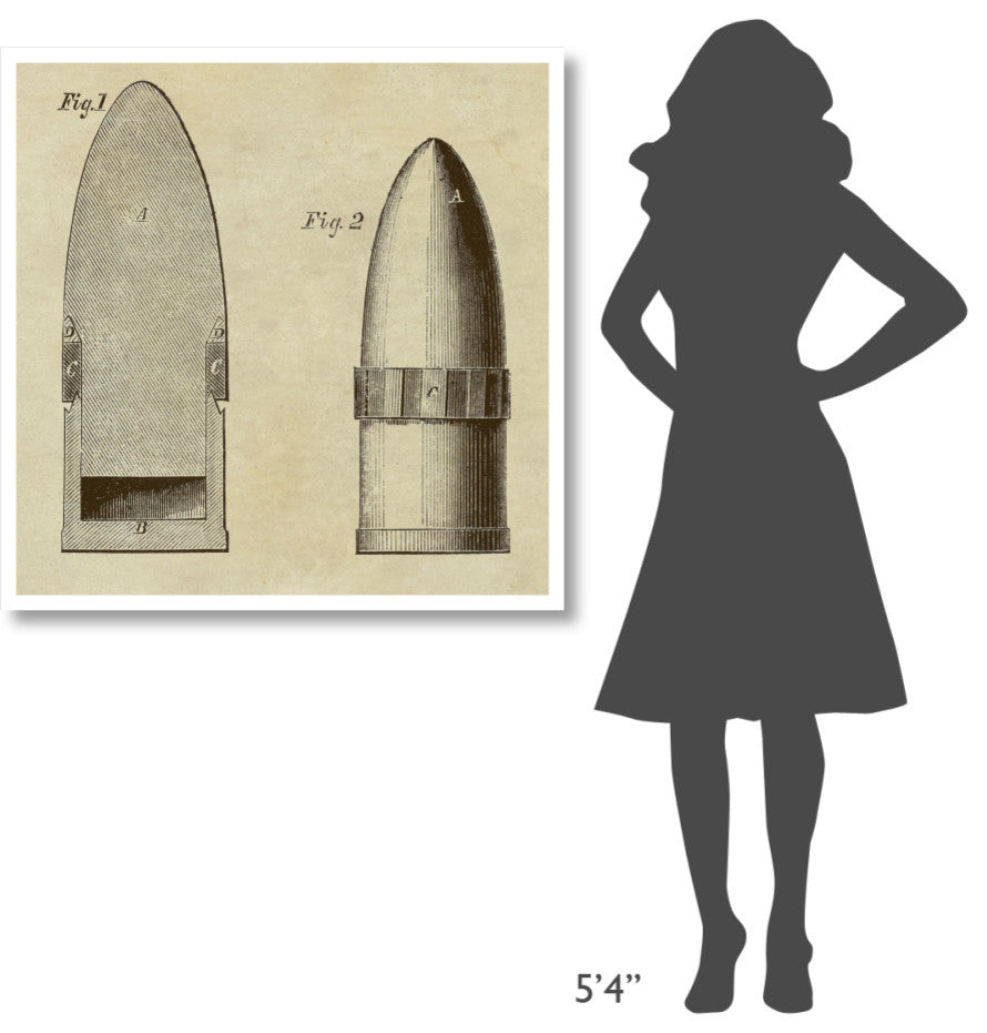 "Improved Artillery Shell" Digital Paper Print by Inventions, 38"x38"