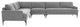 Serena Gray Velvet Large L-Sectional With Black Legs