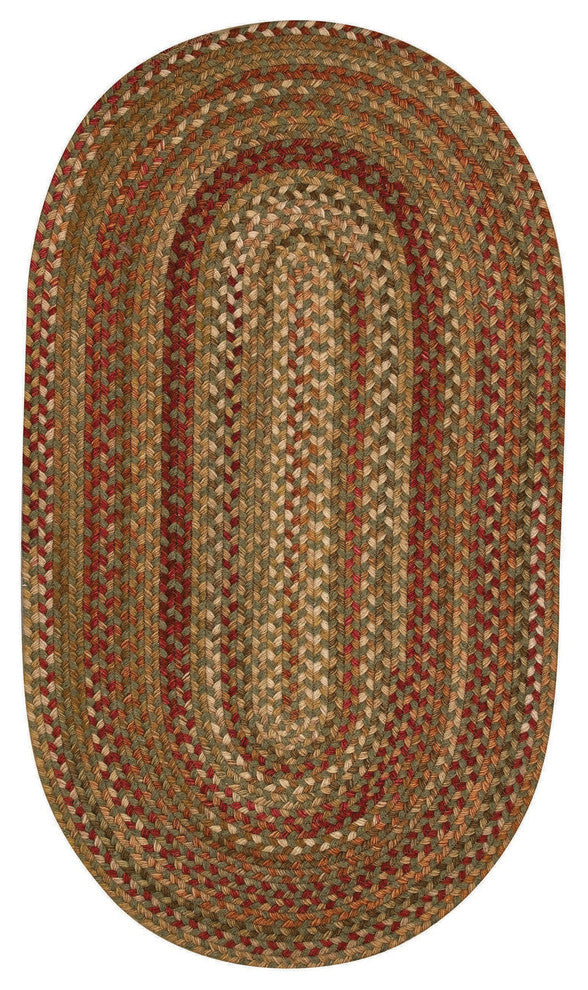 Manchester Braided Oval Rug, Sage Red Hues, 7'x9'