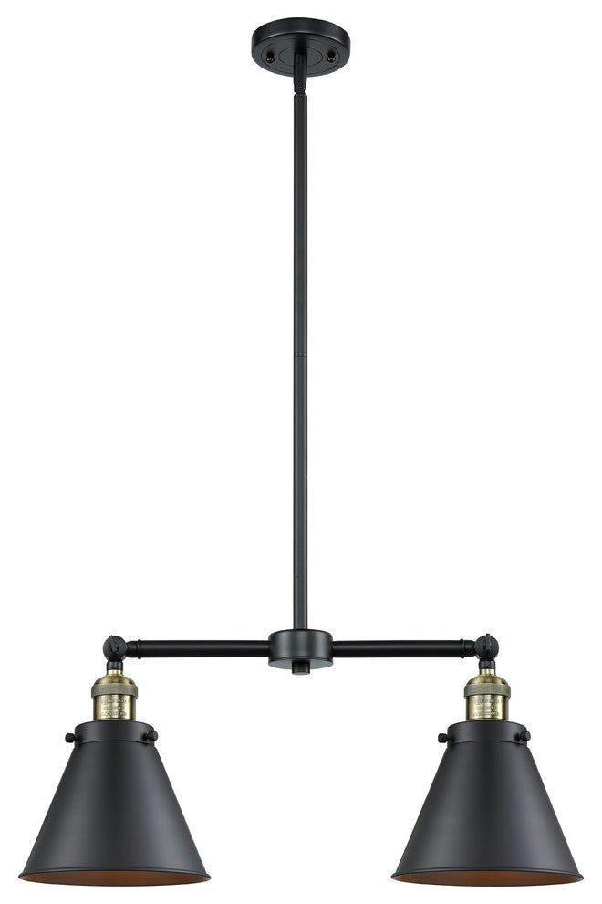 Appalachian 2-Light Chandelier, Black Antique Brass, Matte Black