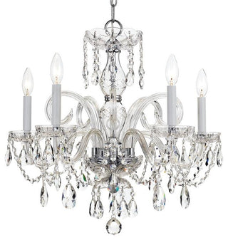 Traditional Crystal 5-Light Chandelier, Polished Chrome