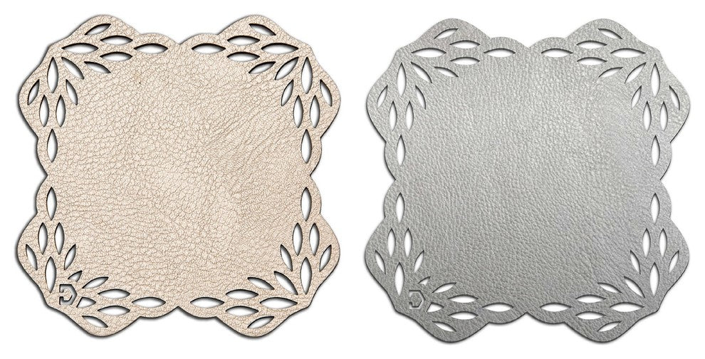Double-Sided Reversible Floral Coasters Set of 4