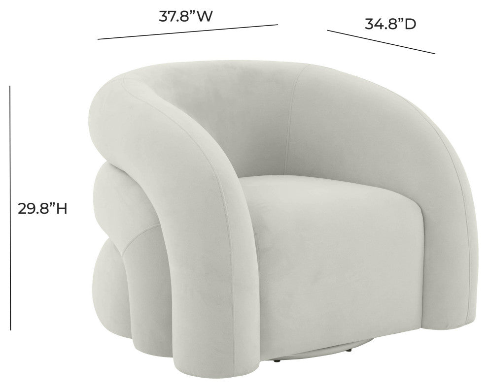 Slipper Light Gray Velvet Swivel Chair