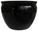 12" Solid Black Porcelain Fishbowl Planter