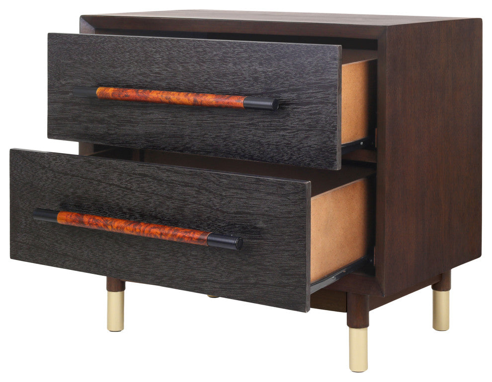 Callan Nightstand/Side Table 2 Drawers, Dark Walnut