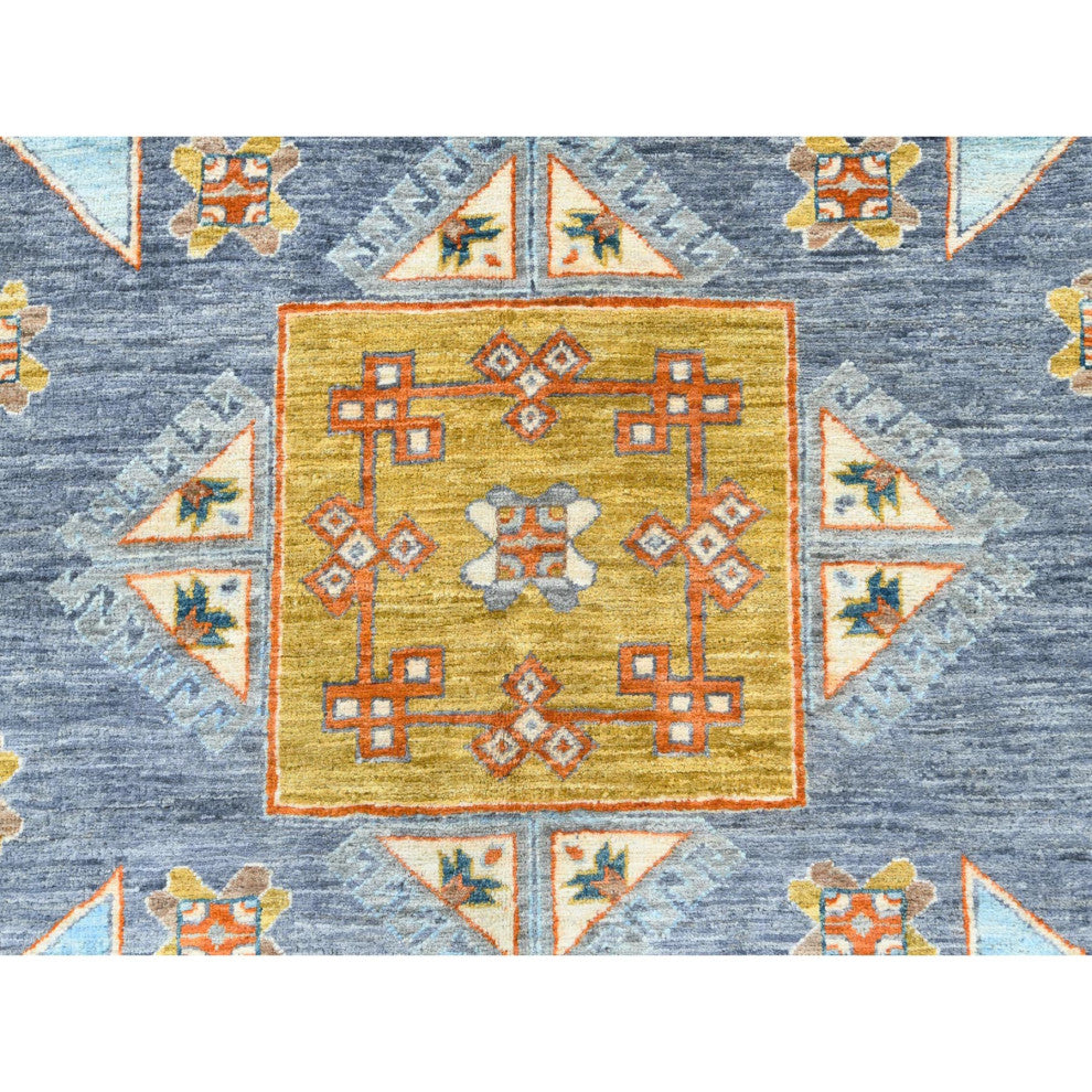 Silver Gray Wool Hand Knotted Armenian Inspired Design 200 KPSI Rug, 8'3"x9'7"